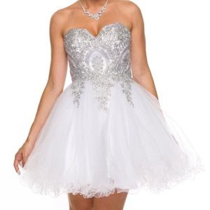 White and silver party dress